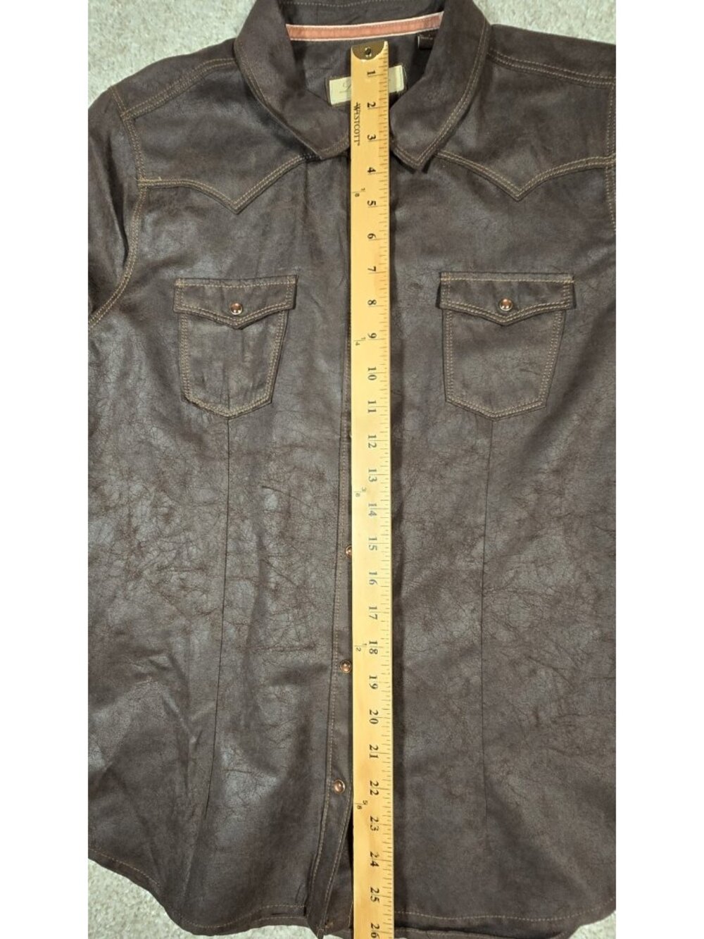 Legacy Falls Faux Leather Pearl Snap Shirt Shacket Rodeo Cowgirl Western Women L - Picture 6 of 13